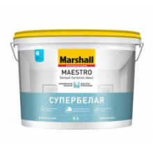  Краска для потолка MARSHALL Maestro Белый потолок люкс 9 л., фото 1 