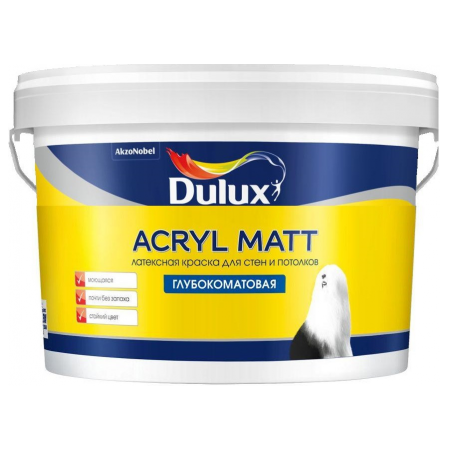  Краска DULUX ACRYL MATT матовая BW 9л, фото 1 