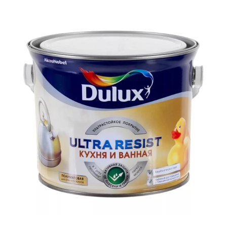  Краска DULUX Ultra Resist Кухня и Ванная матовая BW 5л, фото 1 