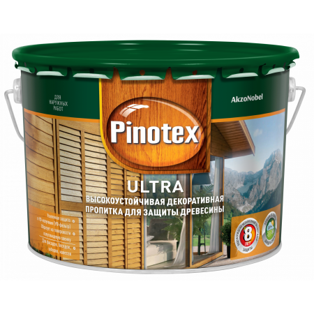  Пропитка для древесины PINOTEX Ultra Калужница с УФ фильтром 9 л., фото 3 
